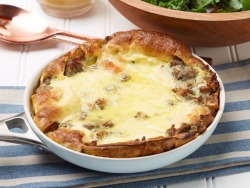 foodnetwork:  This Sausage &amp; Mushroom Dutch Baby is no match for your cooking skills! See more like this on our Snapchat Discover channel. [recipe link in bio] http://ift.tt/2upITym