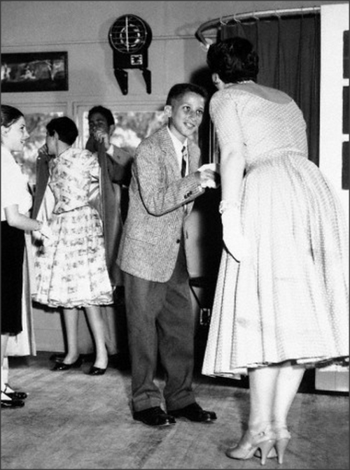 Social Dancing and Social Graces 1957In this class, Social dancing and Social graces, one boy thanks