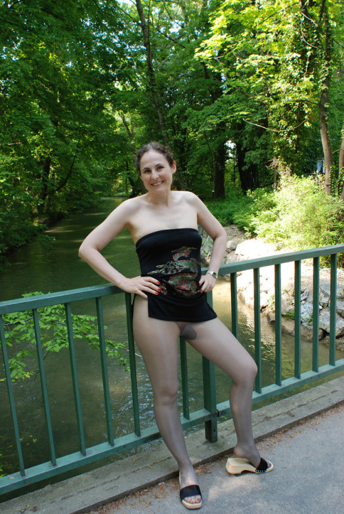 maturesabine: Photo while enjoying a walk in the public park area with a short tight dress and a she