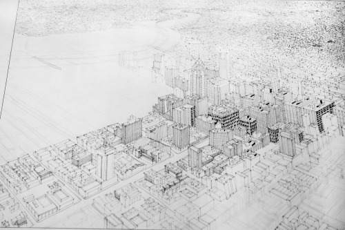 Halfway done through this work in progress aerial drawing of Philadelphia