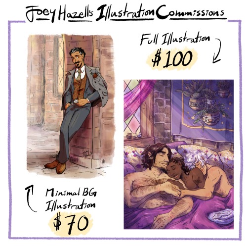 joeyhazell-art:I’ve refreshed my commission prices and options! I’m pretty flexibile wit