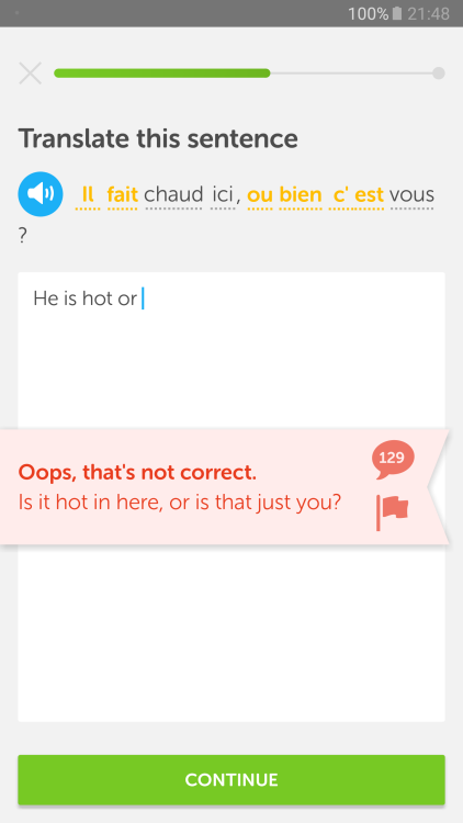 eve: wtfduolingo: [image transcription: French phrases saying “is it hot in here or is th