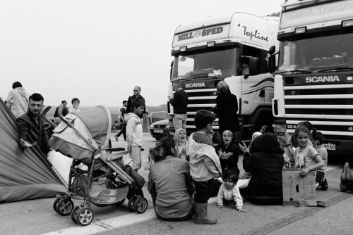 BLOCKADE02.04.2016 camp at eko gas station near polikastro /greece. when i arrived there around 16 o