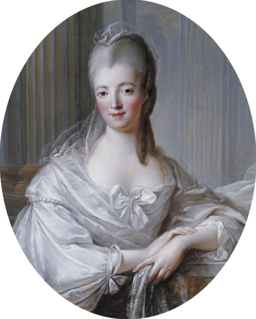 Portrait of a Young Woman, Half-Length, Wearing a White Dress with a Large Bow (1758). François Hube