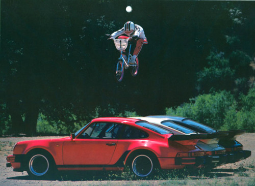 cars-food-life:1983 - Stu Thomsen Jumps Three Porsche’s