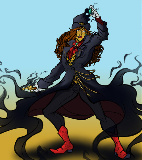 Commission for a client on twitter of his Goliath snake oil sales-woman warlock Rhila!  If you like 