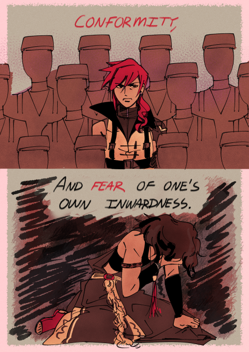 an FFXIII comic about individuation, quote from Demian by Hermann Hesse
