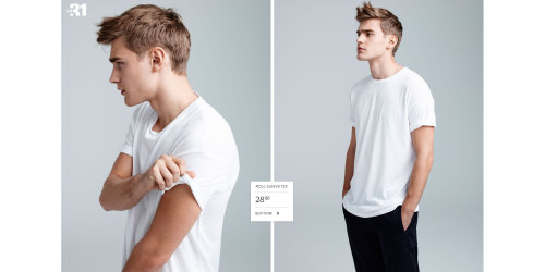 chriscruzism:Refresh Your Fit with the New Arrivals by Simons are essentials wardrobe for guys including sweatpants, long tunic shirts, also tees, side zip tee, roll-sleeve tee, tanks, complementing with white or dark sneaks. Model Bo Develius is