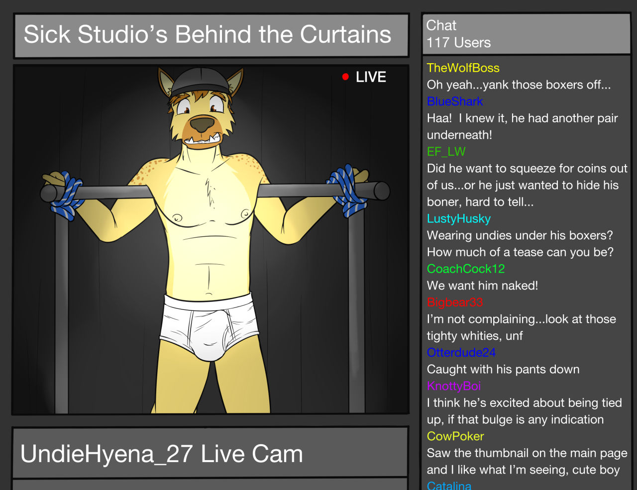 Hyena Cam Show pt3Seems undiehyena lives up to his username, and a strange guest