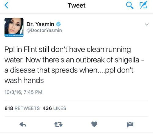 blackmattersus: Flint, Michigan, is dealing with another outbreak. This time it’s an infectiou