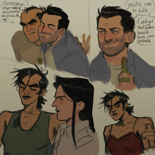 It’s time for another gtav art dump, baby! Here we have some old drunk men being affectionate,