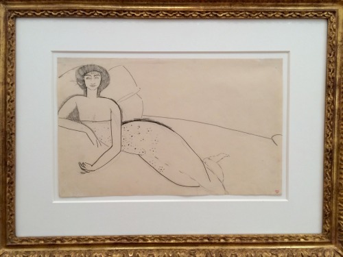 Anna Akhmatova as drawn by Amedeo Modigliani l: “Woman Reclining on a Bed” (c. 1911) r: 