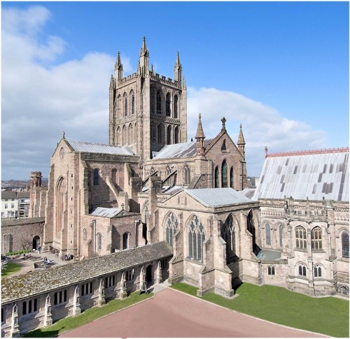 Hereford Cathedral from the north-west (Herefordshire, England).