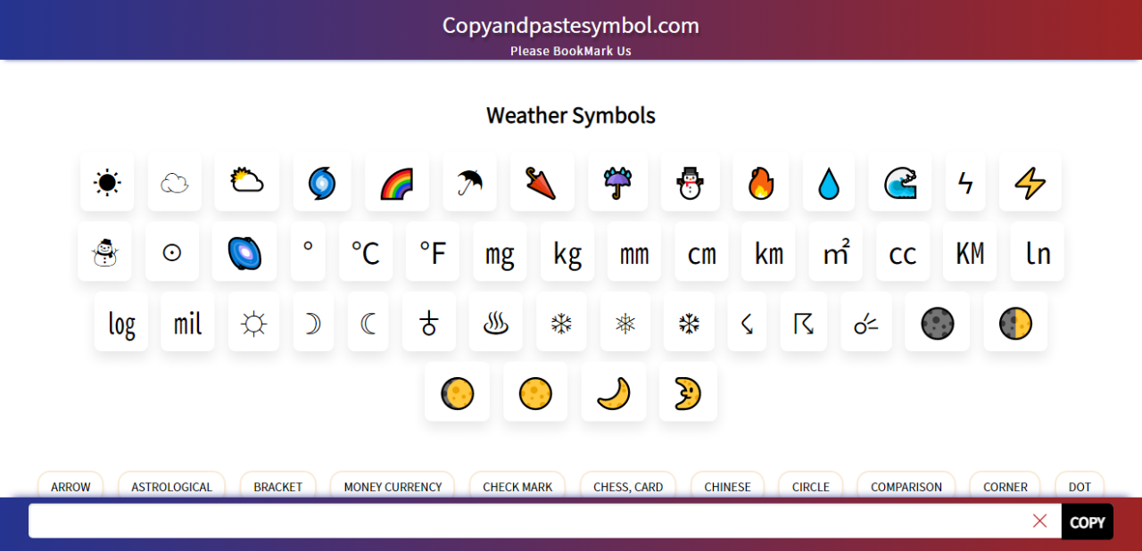 Get Weather Symbols Copy And Paste