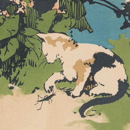 clawmarks:Cat with a cricket - Japanese, late Meiji era - via MFA Boston