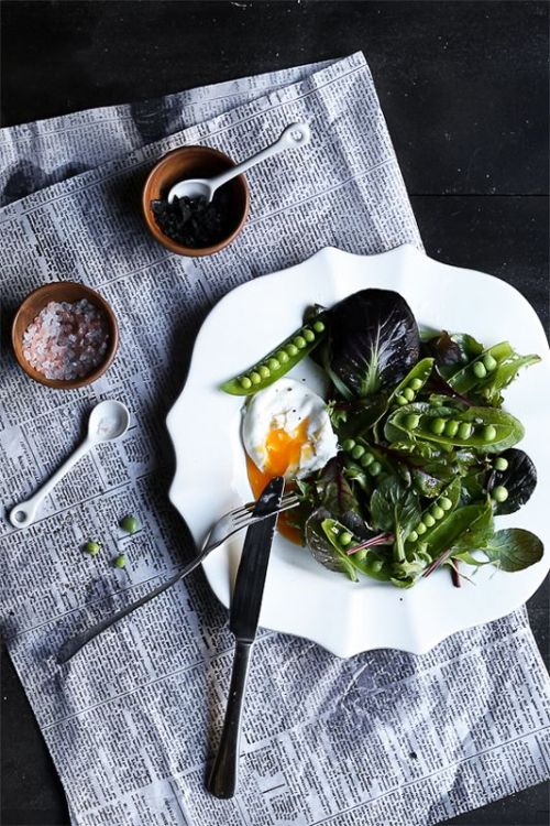 intensefoodcravings:Green Salad with Poached Egg