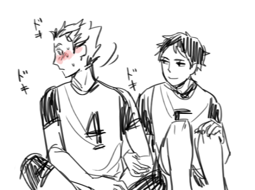 alcieart:  Anonymous said to alcieart:What about Akaashi saying dirty jokes to make Bokuto uncomfortable? (There is an evil inside of him)The taboo question around the training camp is what does Akaashi whisper to Bokuto between two matches that gets