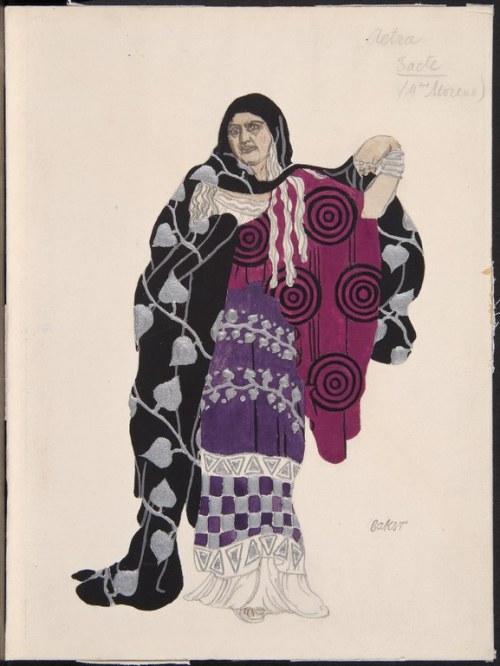 Costume design by Léon Bakst, for Madame Moreno as Aethra in PhèdreRussian, 1923watercolor, metallic