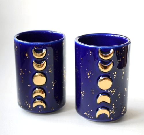 sosuperawesome:Ceramic Cups, Wall Hangings and Jewelry, by Jasmin Blanc on EtsySee our ‘ceramics’ ta