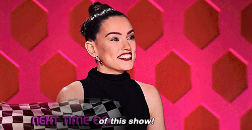 Daisy Ridley as a guest judge in the next episode of Rupaul’s Drag Race Season 12 (airing May 1st)