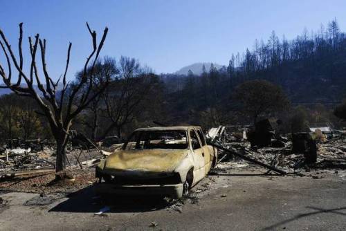 Redwood Valley, CA - Aftermath of the Redwood Fire in October.—– #naturaldisaster #red