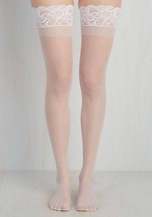 Porn Pics coquettefashion:  White Lace Thigh Highs