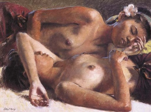 fordarkmornings:Siew Hock Meng  -  Two Reclining Nudes,  1990 Malaysian-b. Singa