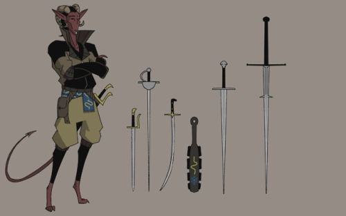 Enrique with a few of the swords hes practiced with. he went through an experimental phase for a bit