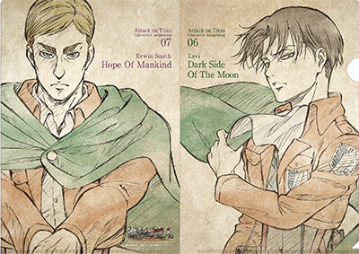 fuku-shuu:  The CD covers & mini clear file previews of Levi & Erwin’s character songs, “Dark Side of the Moon” & “Hope of Mankind,” to be sung by Kamiya Hiroshi and Ono Daisuke! These are the last two character songs in the series