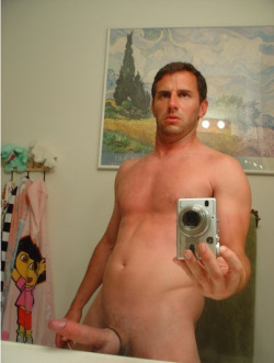 mykindofhotmen:  Looks like this man’s BIG hard cock even caught the attention of Dora the Explorer there.