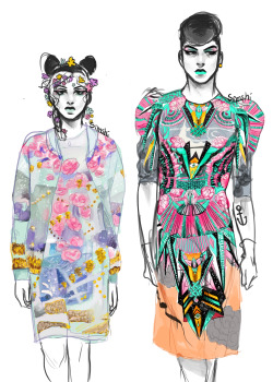 artsysimshi:   Manish Arora spring 2015 and fall 2011 this took like forever even if it’s just a sketch im so mad 