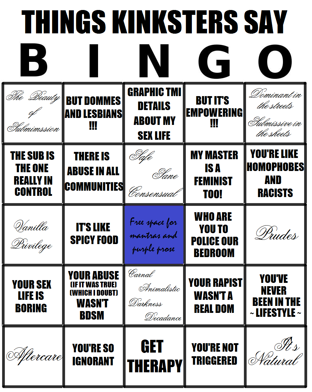 BDSM Bullshit Bingo