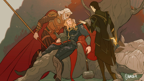 Thor-Wagner AU where Odin is forced to reluctantly banish Thor and put him to eternal sleep on Midga