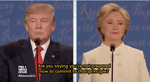 dashbeardconfessional:  mswyrr:  refinery29:  People will tell you who they are. Horrifying? Yes, yes it is. Gifs: PBS  he wants to “keep [us] in suspense” about whether he’s going to sabotage the peaceful transition of power which is absolutely
