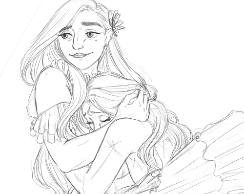 WIP of my sketch for @elsabelas Elsabela Ship Week, prompt “snow cuddles” - which w