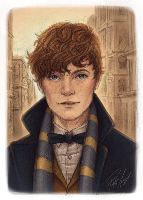 potter-art:So I really liked that one sketch request I did of Newt, so naturally, I colored it