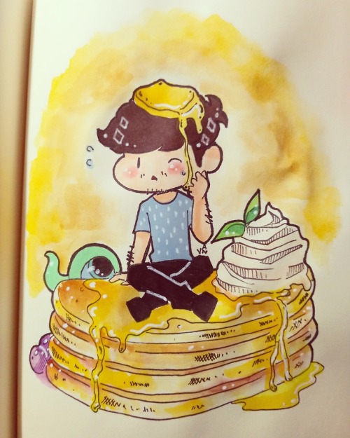 van-arts:  So apparently I’ve been told that today is pancake day? Didn’t even know that’s a thing somewhere in this world, it sounds amazing! So here’s a doodle of tiny jackaboy in a giant stack of pancakes