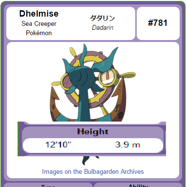 officiallysquishy: anyway dhelmise is fucking gigantic and i thought that was a very good thing that everyone should be aware of