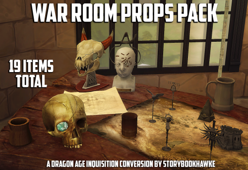 storybookhawke:The War Room Props Pack - for The Sims 4!19 items total, with two length options for 