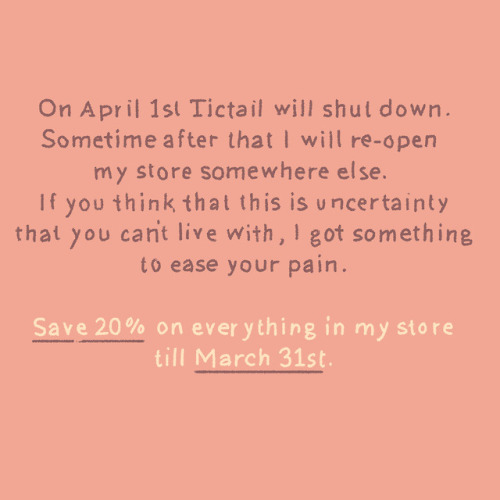 I still have a big sale going on in my Tictail shop. Tictail is shutting down by April 1st.&nbs