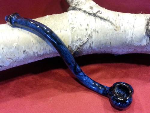 Gandalf Penis Pipe, ceramic, handmade, 10 inch long, speckled dark blue with black veins $40 at The 