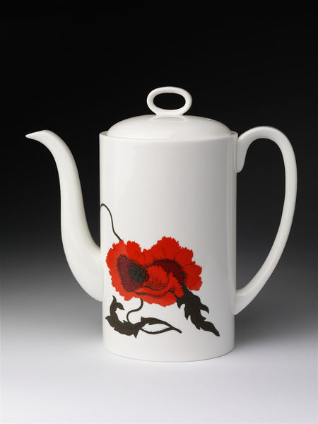 Susie Cooper, Cornpoppy coffeepot, 1971. Bone china. Made by Josiah Wedgwood and Sons, England.