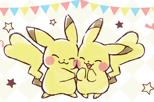 kirbylesbian:made a lesbian edit of the het pikachus in the official art from here