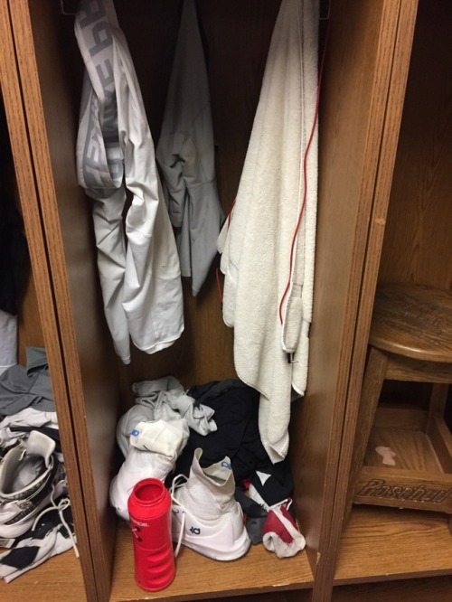 The smell of alpha stud sweat and testosterone fill this locker room