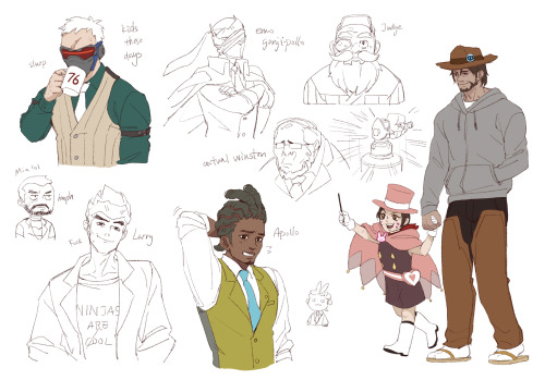 mchanzo/ovw’s ace attorney AU :Dupdated with 3rd picture loli love mch and wrightworth and i started