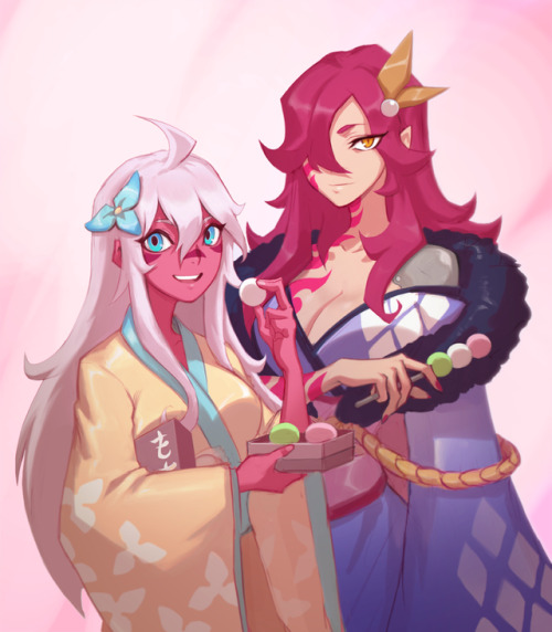 Happy new year~ wanted to draw Leily and Embra in kimonos :d