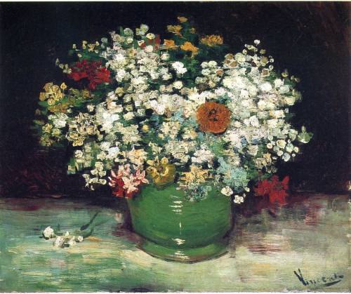 maldoror-mon-amour: Vincent van Gogh (Dutch, 1853-1890), Vase with Zinnias and Other Flowers, 1886. 