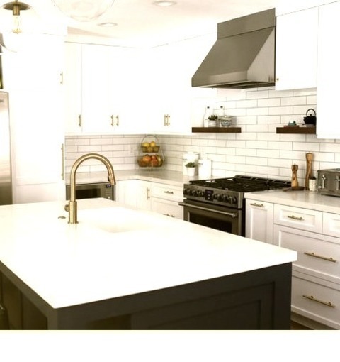 Contemporary Kitchen - Kitchen Example Of A Mid-sized Trendy L-shaped Dark Wood Floor And Brown Floor