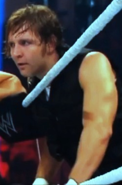 secretweap0n:  raisehightheroofbeamkimbo:  The beautiful Mr Dean Ambrose, WWE United States Champion.  he looks so creepy i love it