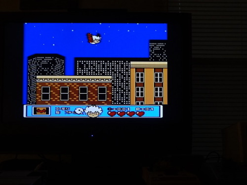 Playing Kid Dracula on my AV modded Famicom which was manufactured in Mid 1983. Three hours straight